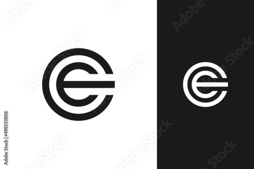 simple minimal modern initial e and c monogram logo design