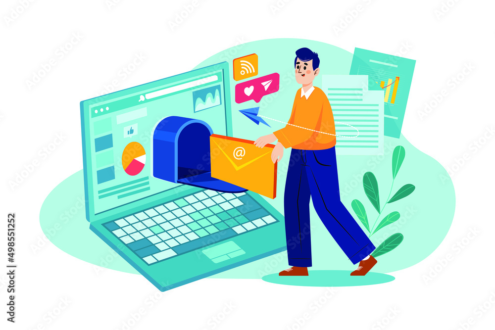 Digital Marketing Illustration concept. Flat illustration isolated on white background