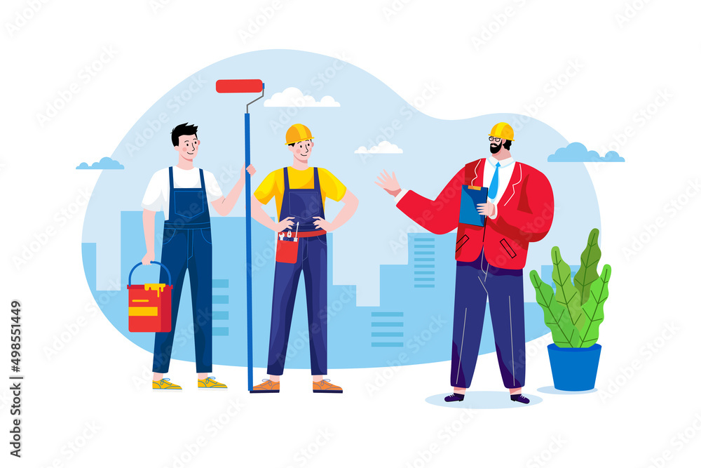 Construction service Illustration concept. Flat illustration isolated on white background Construction service Illustration concept. Flat illustration isolated on white background