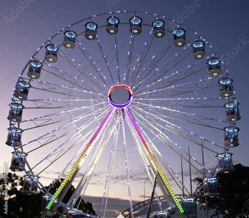 Photography colourful lights and colours of a Ferris wheel at Sydney Easter Show NSW Austral