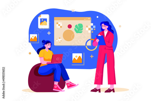 Digital World NFT Illustration concept. Flat illustration isolated on white background