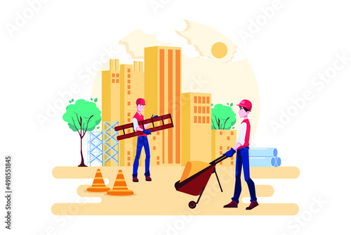 Construction Illustration concept. Flat illustration isolated on white background