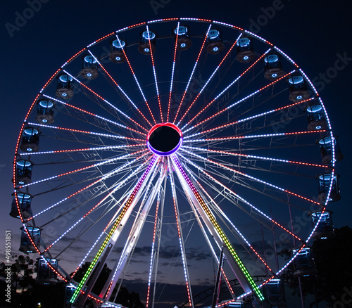 Photography colourful lights and colours of a Ferris wheel at Sydney Easter Show NSW Austral