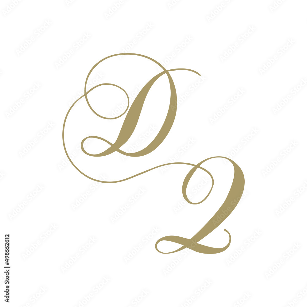 gold script monogram, letter d and letter q gold script monogram, letter d and letter q