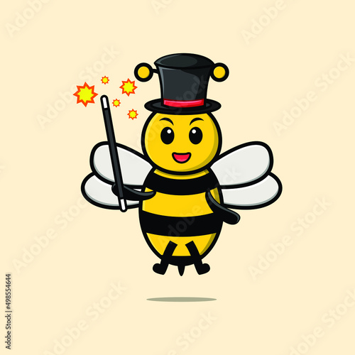 A gorgeous smart cute cartoon magician bee style design 