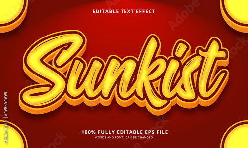Sunkist text style editable text effect photo
