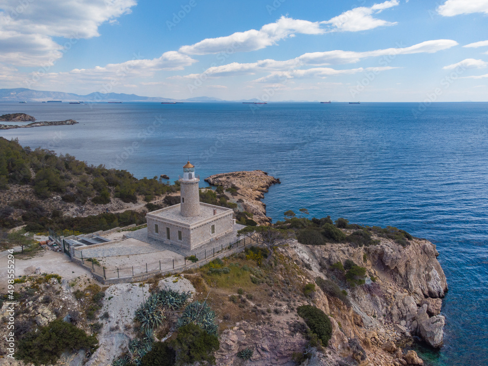 Lighthouse Kogxi in Salamina Island, Attica, Greece