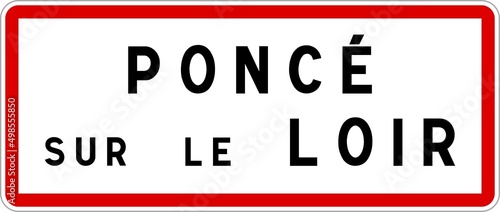 Panneau entrée ville agglomération Poncé-sur-le-Loir / Town entrance sign Poncé-sur-le-Loir