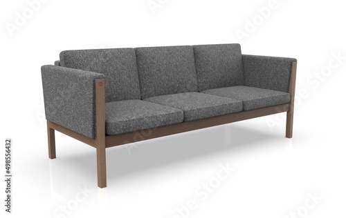 Modern sofa on white background. 3d render.