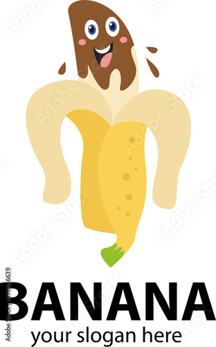 abstract sweaty brown head banana logo template