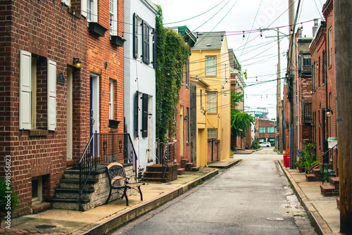 Colorful and Historic Rowhomes in Baltimore, Maryland