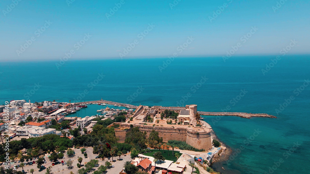 Kyrenia Castle medieval building and historical old harbour in Kyrenia, North Cyprus