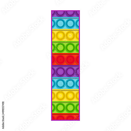 Bright letters Simple Dimple. Pop it rainbow color. Letter I.