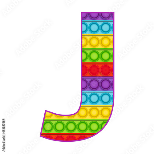 Bright letters Simple Dimple. Pop it rainbow color. Letter J.