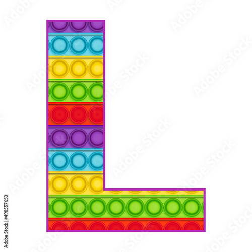 Bright letters Simple Dimple. Pop it rainbow color. Letter L.
