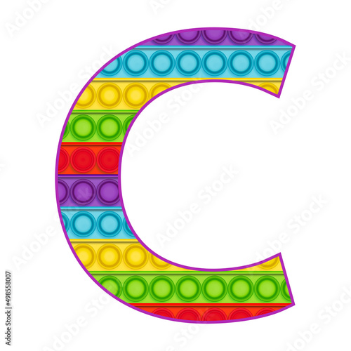 Bright letters Simple Dimple. Pop it rainbow color. Letter C.