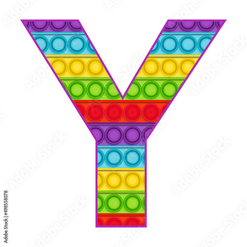 Bright letters Simple Dimple. Pop it rainbow color. Letter Y.