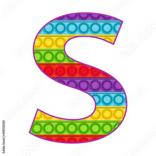 Bright letters Simple Dimple. Pop it rainbow color. Letter S.
