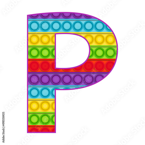Bright letters Simple Dimple. Pop it rainbow color. Letter P.