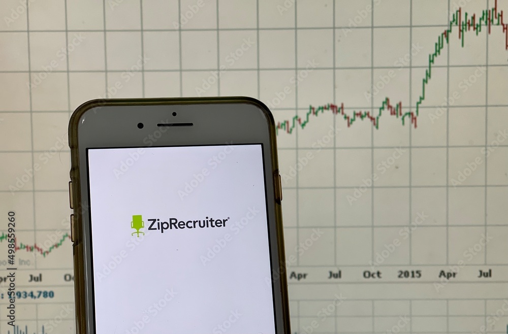 Spokane, WA USA, May 2021 ZipRecruiter app on a smartphone with