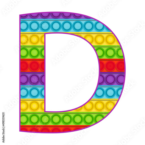 Bright letters Simple Dimple. Pop it rainbow color. Letter D.