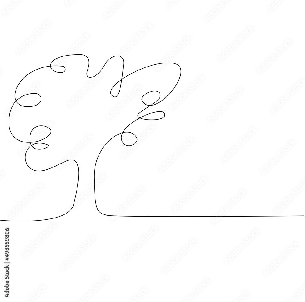 Continuous line drawing of tree vector illustration on white background Continuous line drawing of tree vector illustration on white background