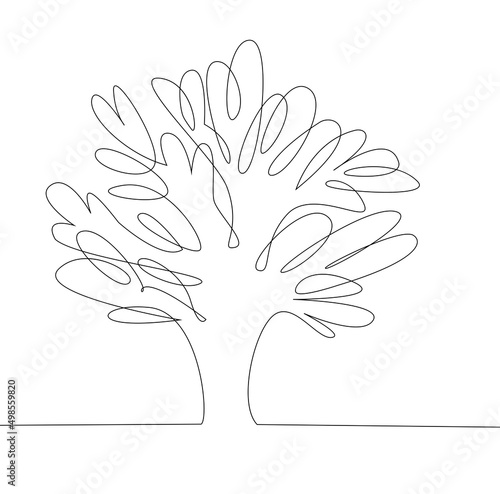 Line tree continuous vector illustration graphic on white background