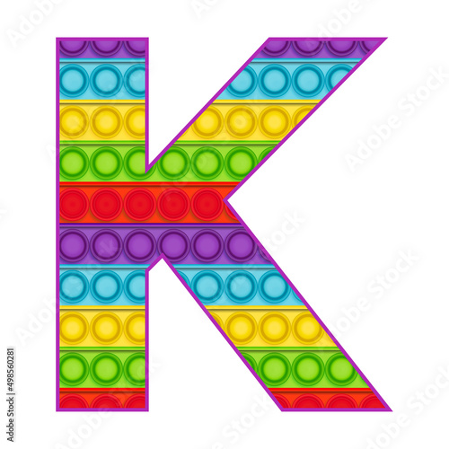 Bright letters Simple Dimple. Pop it rainbow color. Letter K.