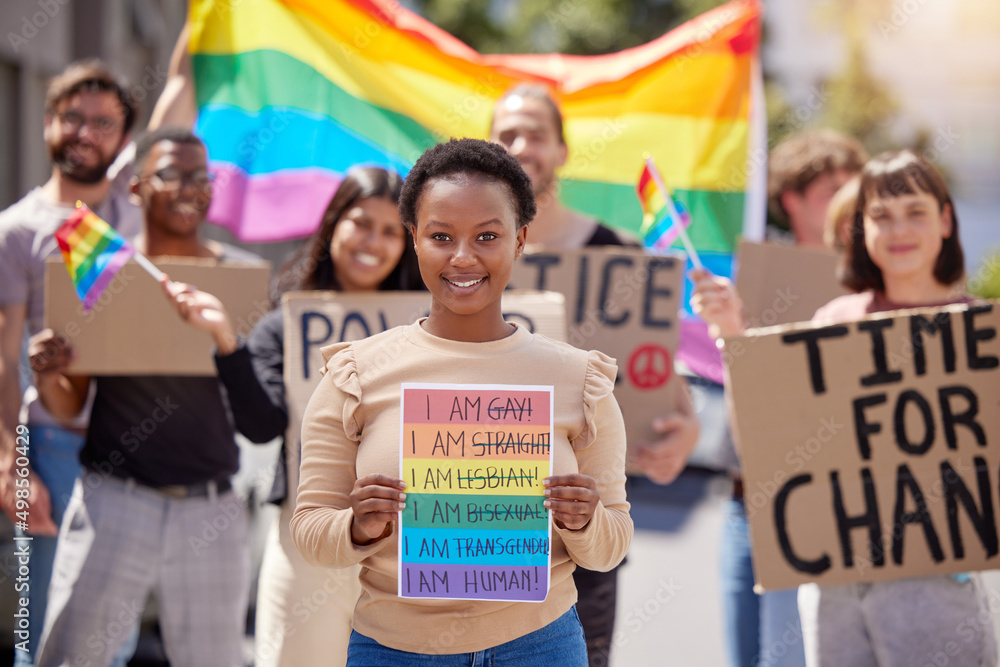 We are all human. Shot of a group of young people protesting for lgbtq rights.