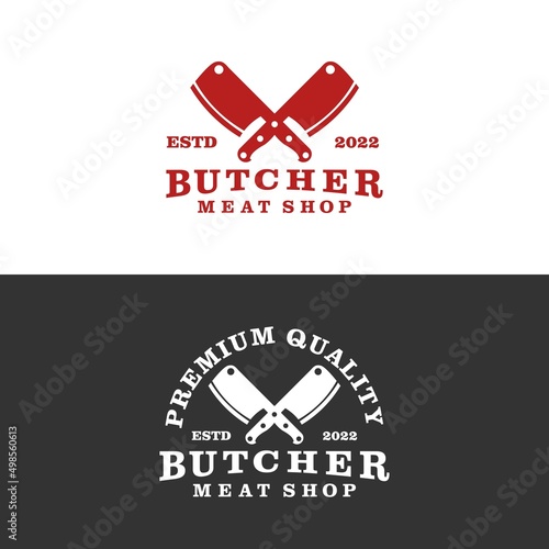 butcher shop logo with two crossed knives