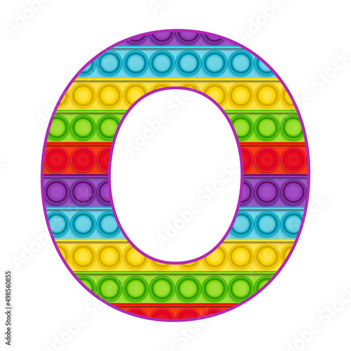Bright letters Simple Dimple. Pop it rainbow color. Letter O.