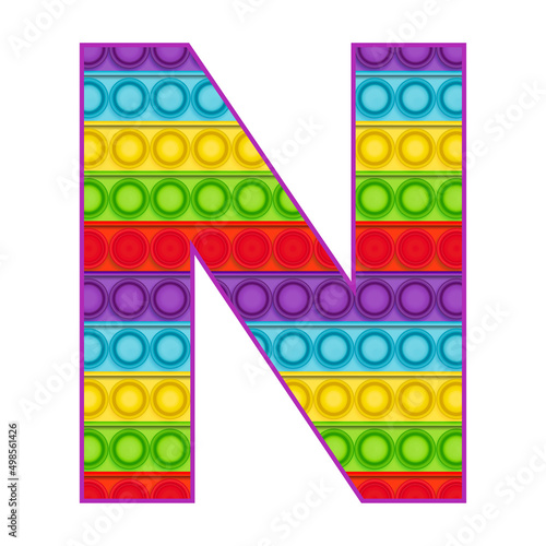 Bright letters Simple Dimple. Pop it rainbow color. Letter N.