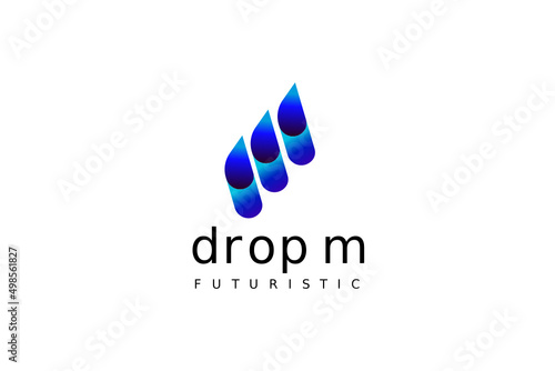 drop letter m modern logo design
