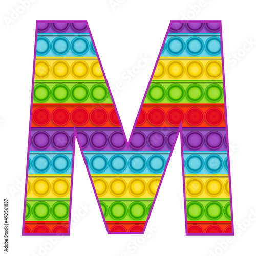 Bright letters Simple Dimple. Pop it rainbow color. Letter M.