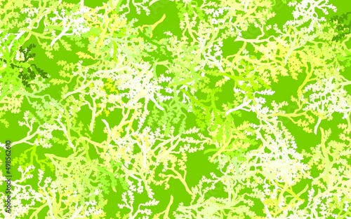 Light Green  Yellow vector doodle texture with leaves  branches.
