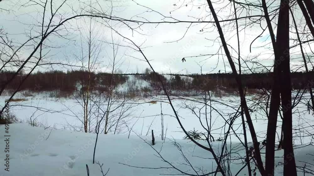 Winter, February, quarry and river Winter, February, quarry and river