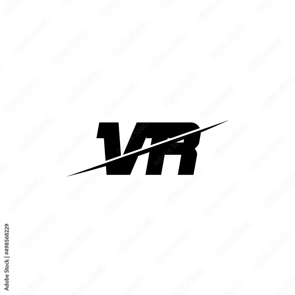 Flat minimal initial VR letter logo with creative cut design ...