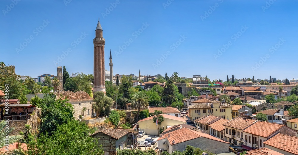 Panoramic top view of the old city of Antalya in Turkey