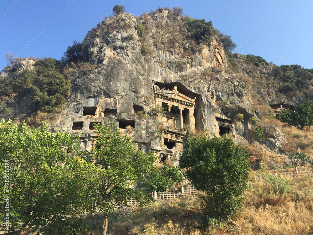 Turkey Mugla Old King Tombs Carved Into Mountain Turkey Mugla Old King Tombs Carved Into Mountain