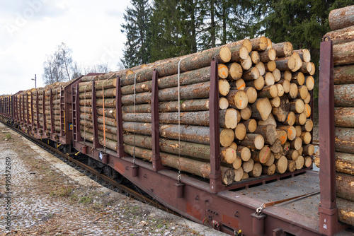 Transport of timber on railway wagons