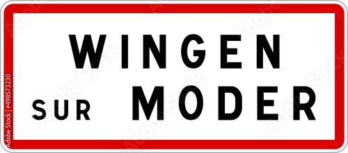 Panneau entr  e ville agglom  ration Wingen-sur-Moder   Town entrance sign Wingen-sur-Moder