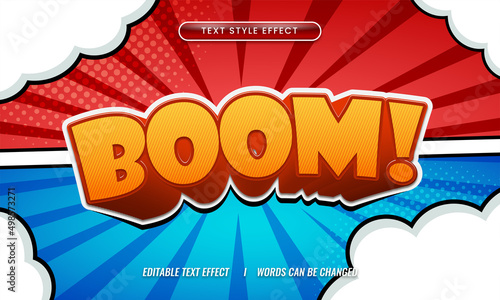 Boom editable text effect in comic style suitable for comic book Premium Vector