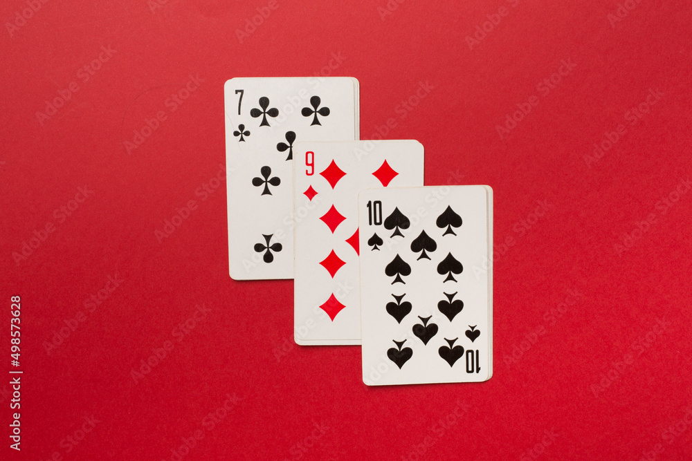 Playing cards on color background. Gambling concept. Top view Playing cards on color background. Gambling concept. Top view