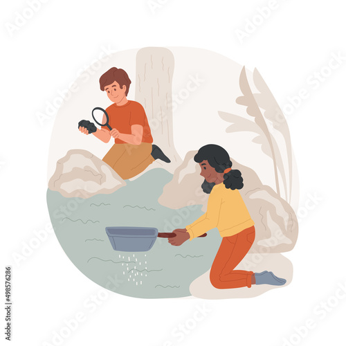 Environmental camp isolated cartoon vector illustration. Ecology summer camp, environmental outdoor program, nature exposure, geology for kids, after school education, PA day vector cartoon.