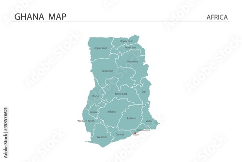 Ghana map vector illustration on white background. Map have all province and mark the capital city of Ghana.