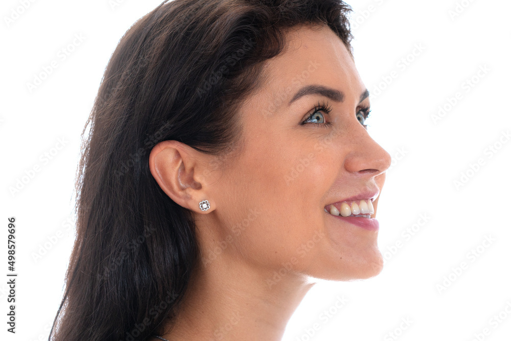A closeup portrait of a cheerful young lady A closeup portrait of a cheerful young lady