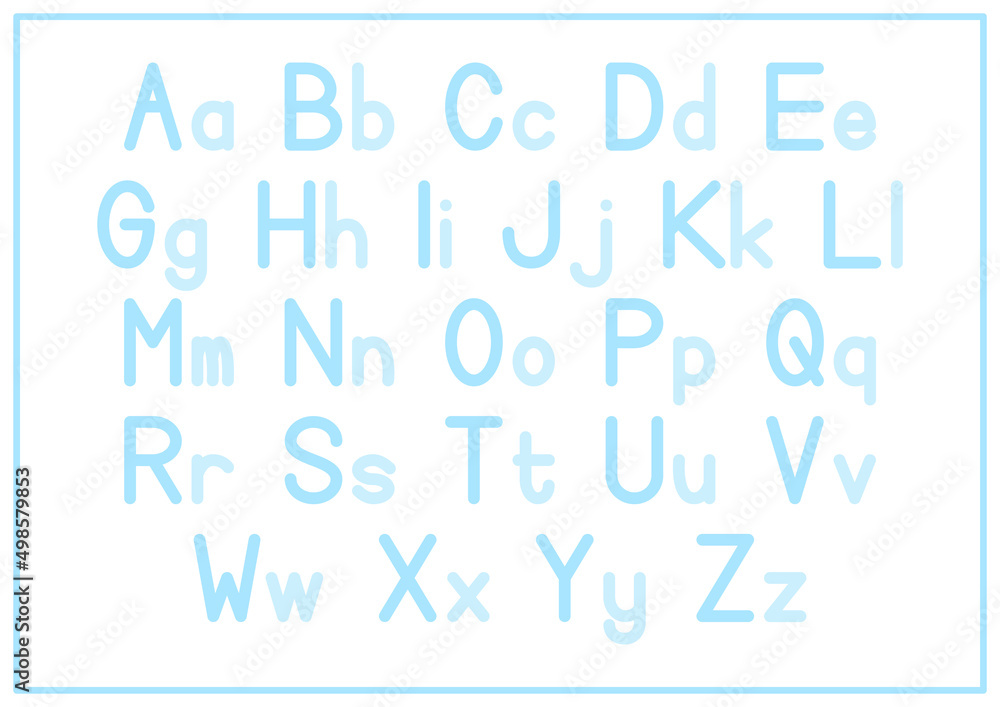Children Learning Printable - Alphabet Poster Uppercase and Lowercase in Blue Color Children Learning Printable - Alphabet Poster Uppercase and Lowercase in Blue Color