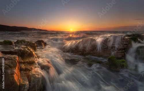 Shot of oean waves on long exposure photo