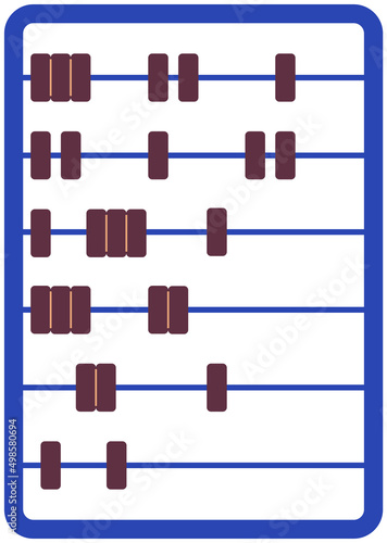 Old tool for calculations. Account with wooden abacus, counter. Accounting concept. Mechanical device for performing calculations. Counting board for working with numbers vector illustration