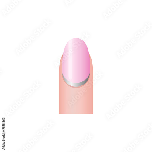 Glamourous pink nail with silver design, 3d vector illustration isolated on white background. © sabelskaya